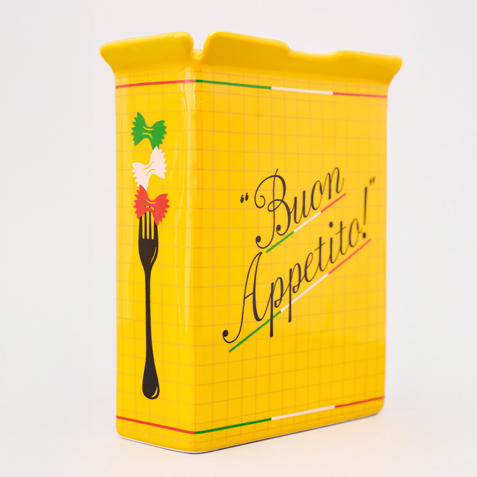yellow pasta box vase 