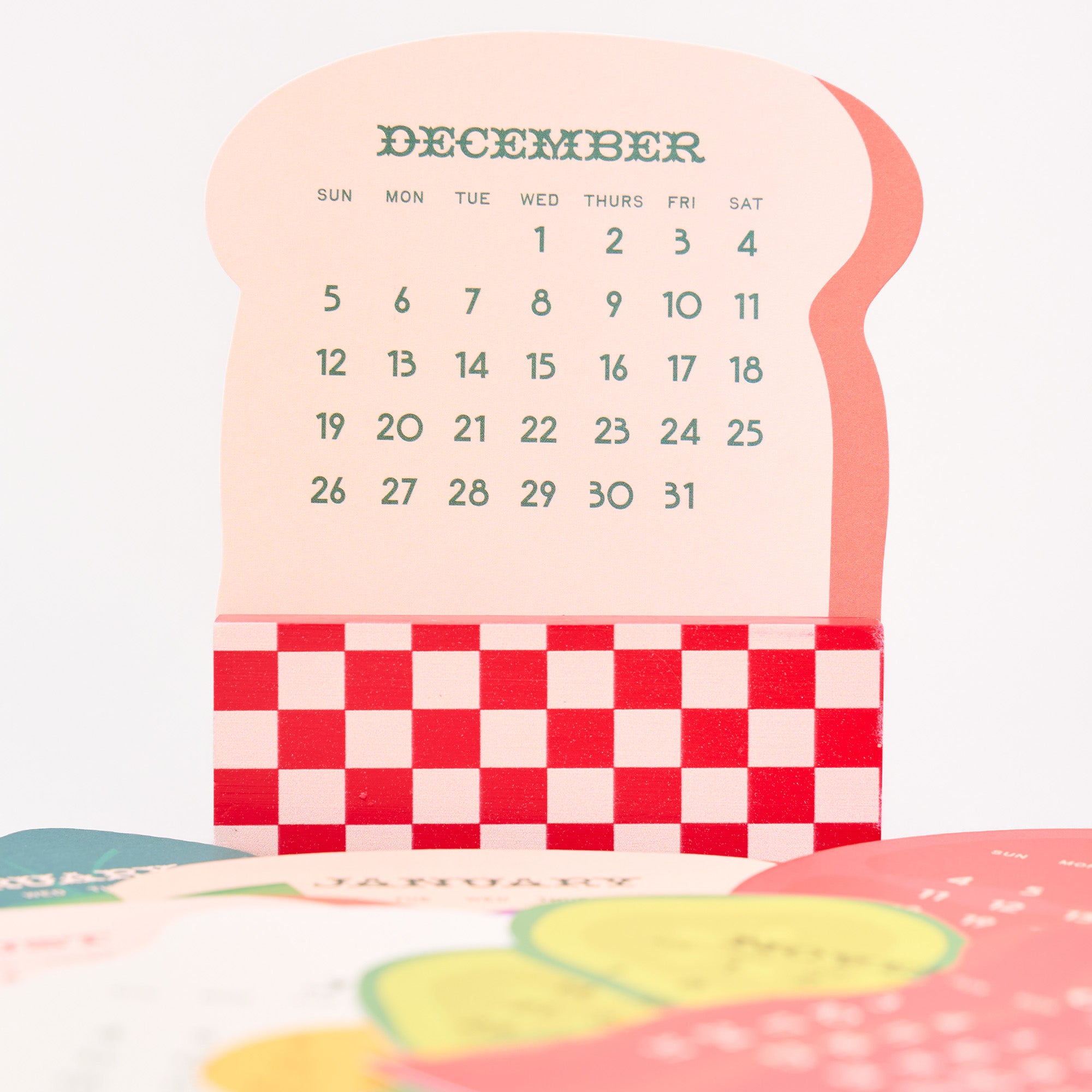 Calendar with a checkered design on a white background