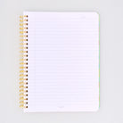 lined blank pages of cream mini notebook with colorful folk graphics and 'i'd rather be home reading' across the center