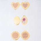 Heart-shaped bookmarks with decorative frames on a light gray background