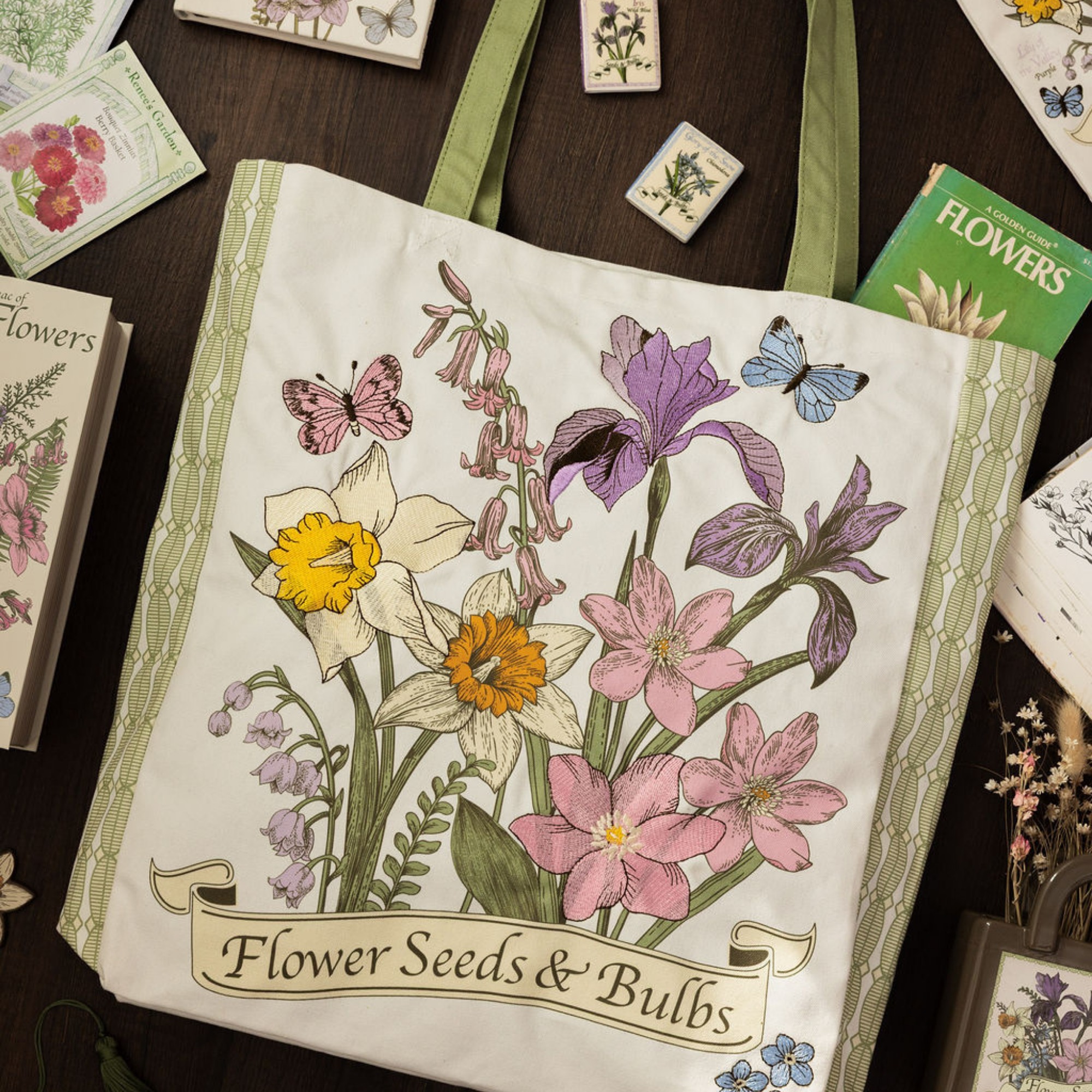 Embroidered Canvas Tote Bag, Wildflowers