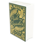 Book cover of 'Pride and Prejudice' by Jane Austen vase with decorative green and gold design.