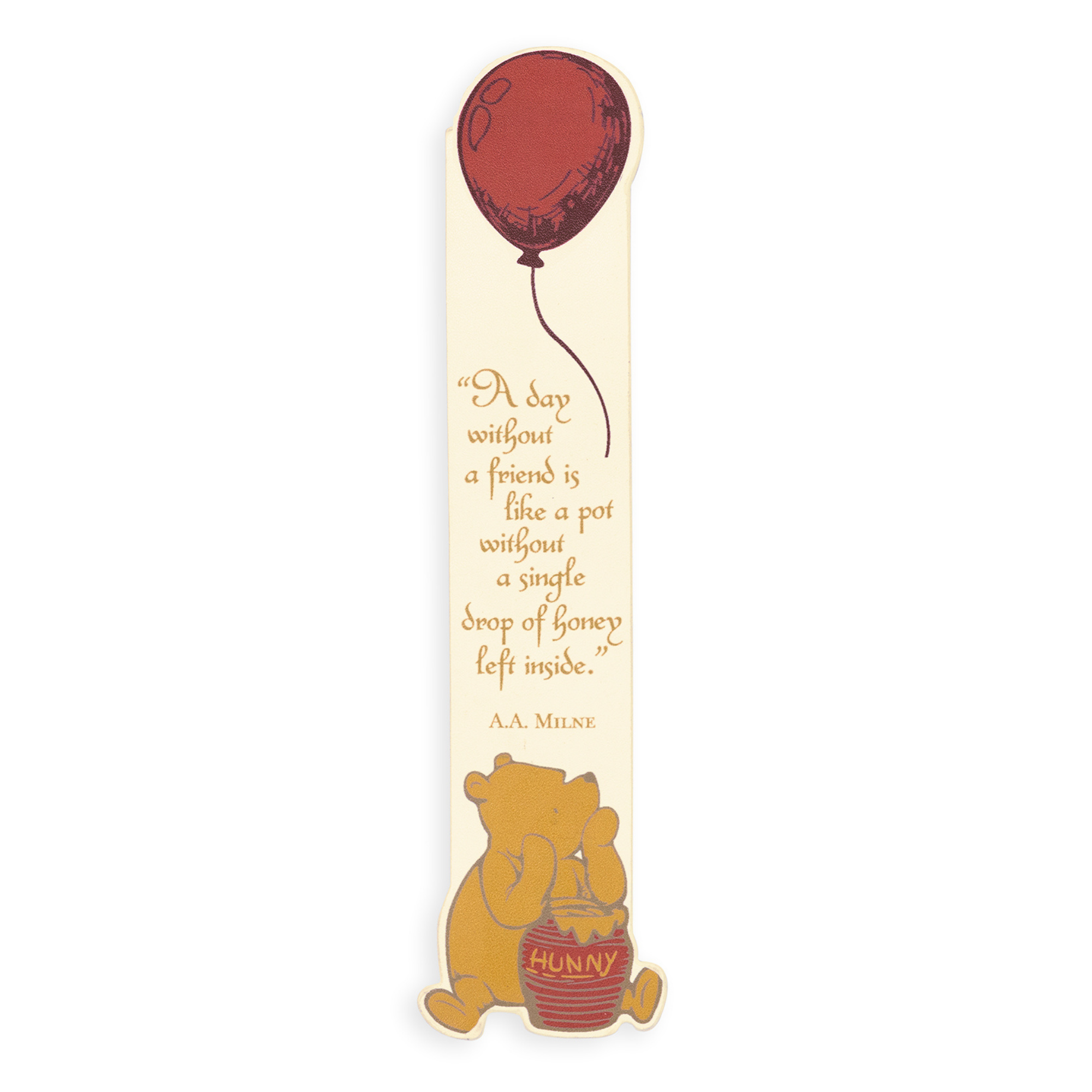 Bookmark with Winnie the Pooh design and quote on a white background
