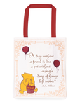 Tote bag with Winnie the Pooh and a quote on a white background