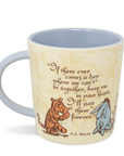 Mug with Winnie the Pooh and Tigger design and quote on a white background