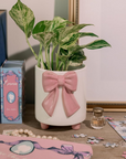 Footed Planter, Pink Bow