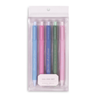Set of pastel-colored gel pens in a clear packaging on a white background