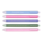 Set of five pastel-colored pens with humorous text on a white background
