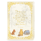 Card with Winnie the Pooh characters and decorative text on a white background