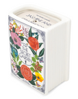 Floral design vase and 'The Secret Garden' text on a white background
