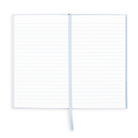 White window blinds with a blue frame on a white background