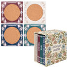 Floral-patterned coasters with a box labeled 'Jane Austin Collection'.