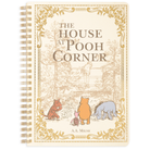 Notebook cover of 'The House at Pooh Corner' with illustrations of Pooh and friends.