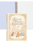 Notebook titled 'The House at Pooh Corner' with illustrations on a white background
