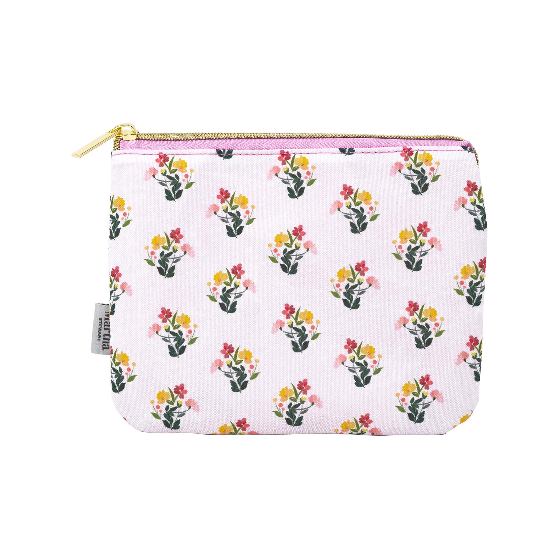 Small pouch with floral pattern on a white background