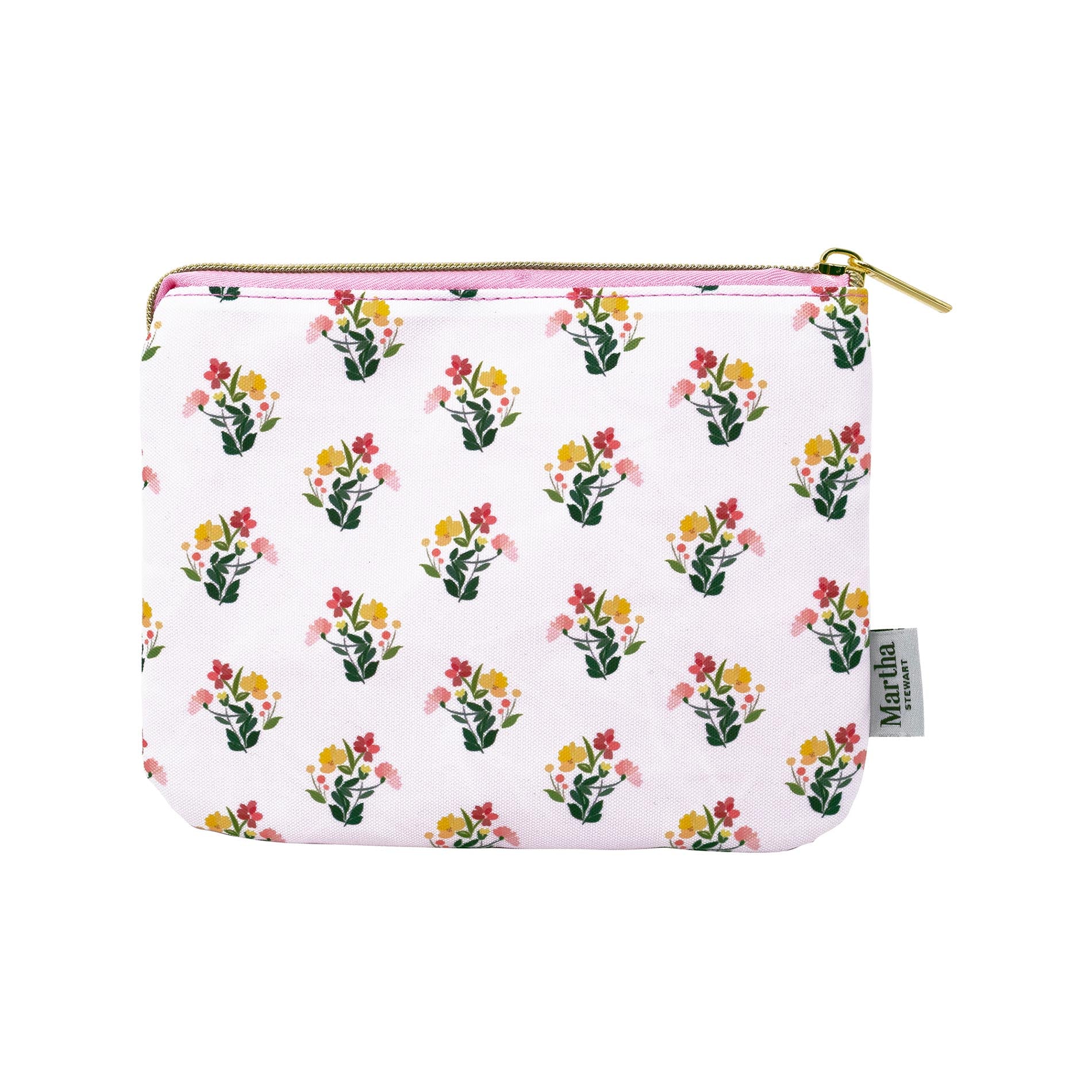 Small pouch with floral pattern on a white background