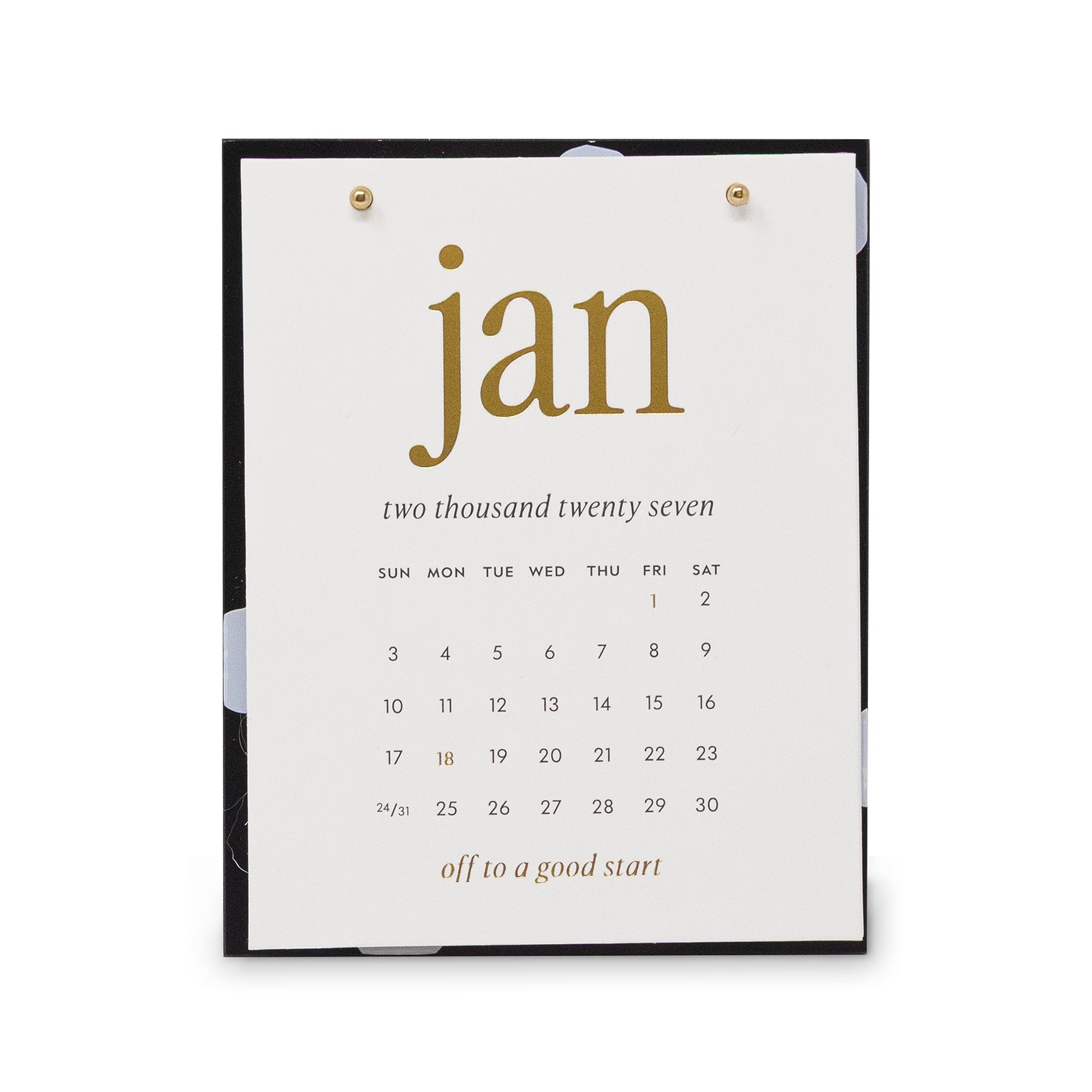 black and white polka dot acrylic desk calendar