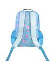 Backpack with heart pattern and blue straps on a white background
