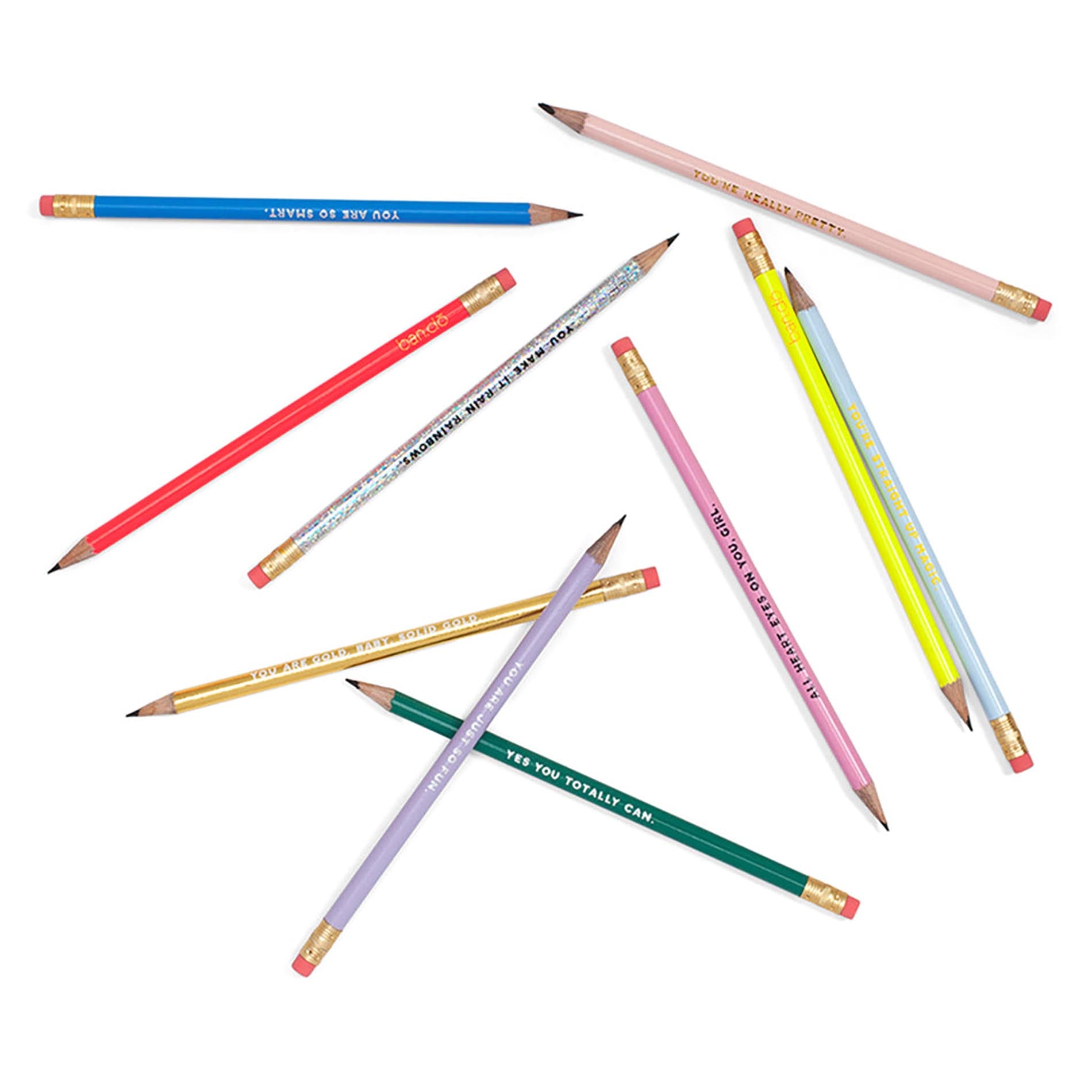 Assorted colored pencils on a white background