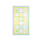 Colorful quilt with a pattern of squares on a white background