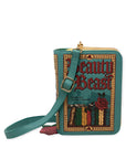 Book-shaped handbag with 'Beauty and the Beast' design on a white background