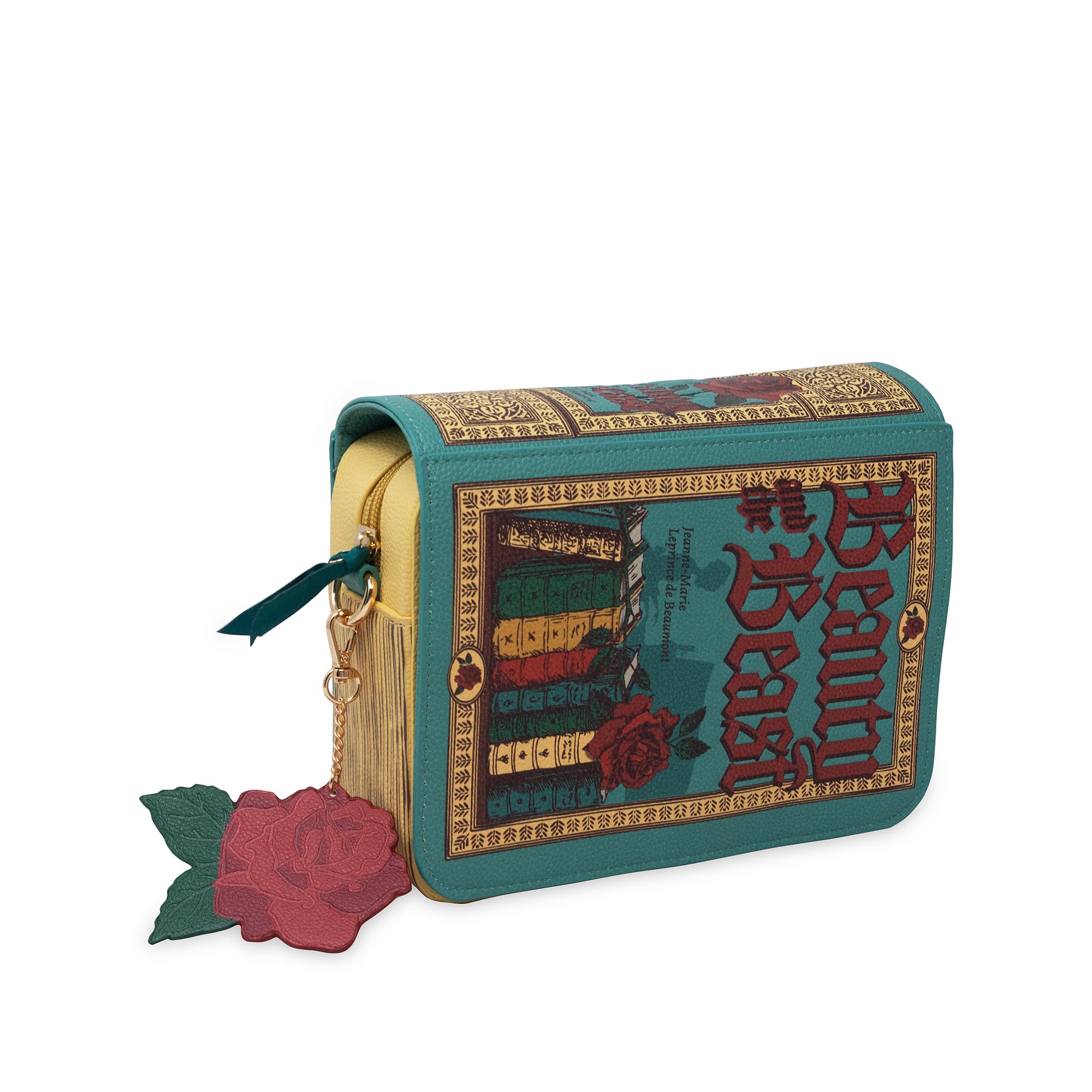 Book-shaped wallet with 'Beauty and the Beast' design on a white background