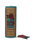 spine of Book-shaped handbag with 'Beauty and the Beast' design on a white background