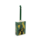 A small decorative ornament shaped like the book 'The Wonderful Wizard of Oz' with a green ribbon loop at the top, shown on a plain white background.