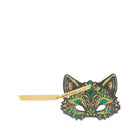 Green and gold mask on a white background