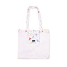 Floral-patterned tote bag on a white background