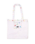 Floral-patterned tote bag on a white background