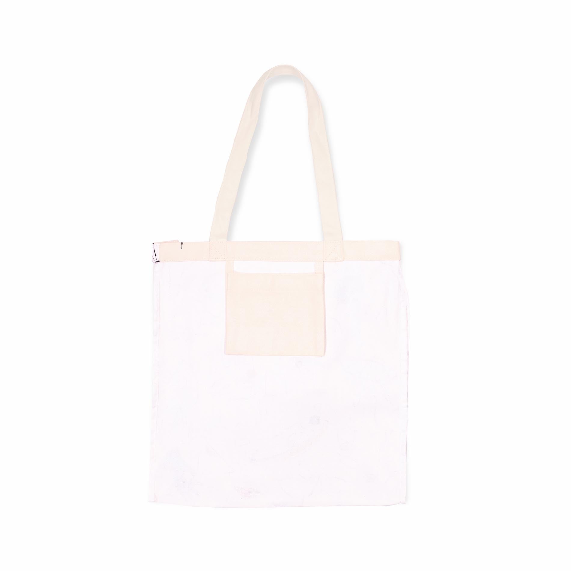 Interior pocket of tote with sketched NY icons