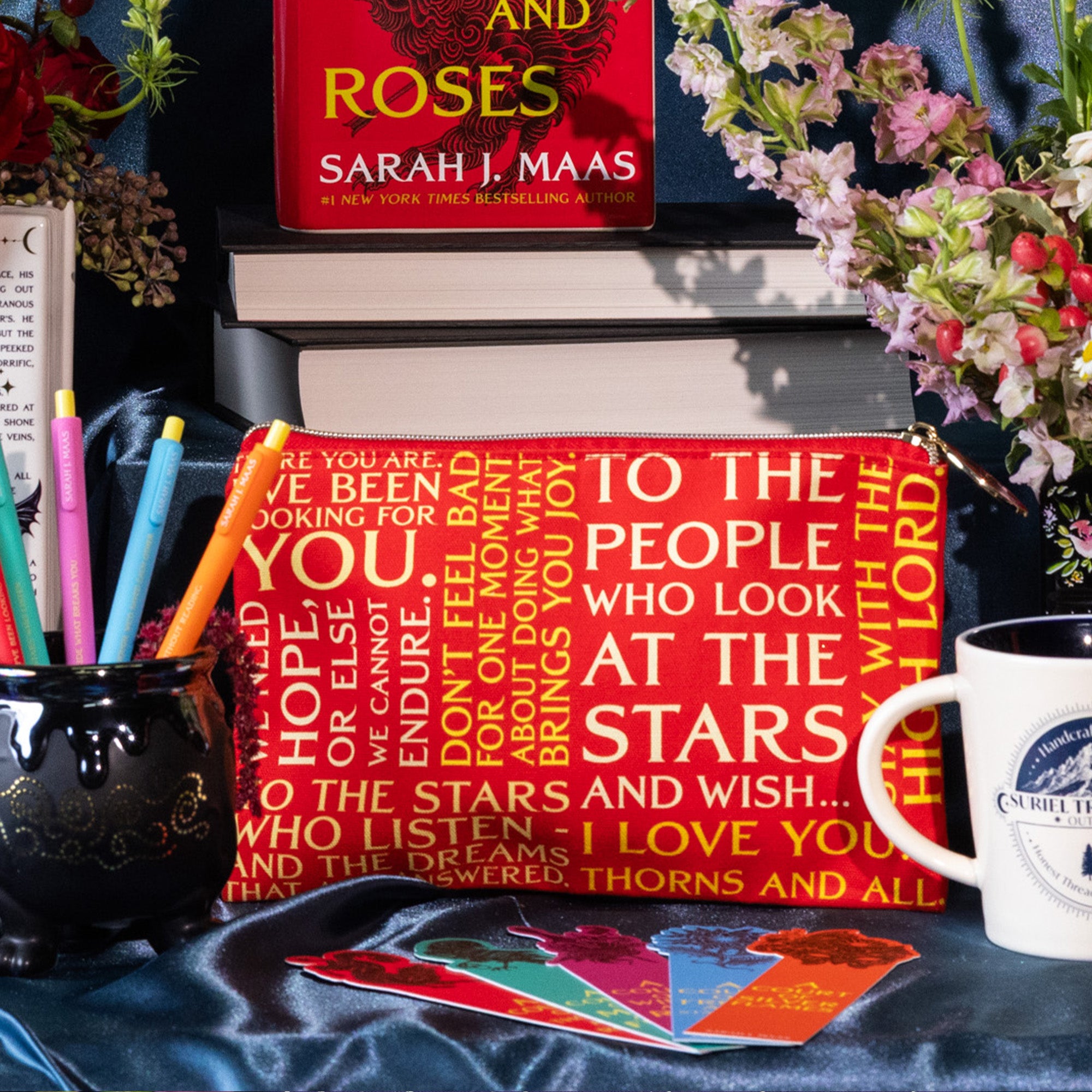 Red pouch with yellow text