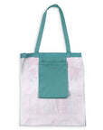 interior of teal beauty and the beast 'book cover' tote bag