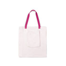 White tote bag with pink handles on a white background