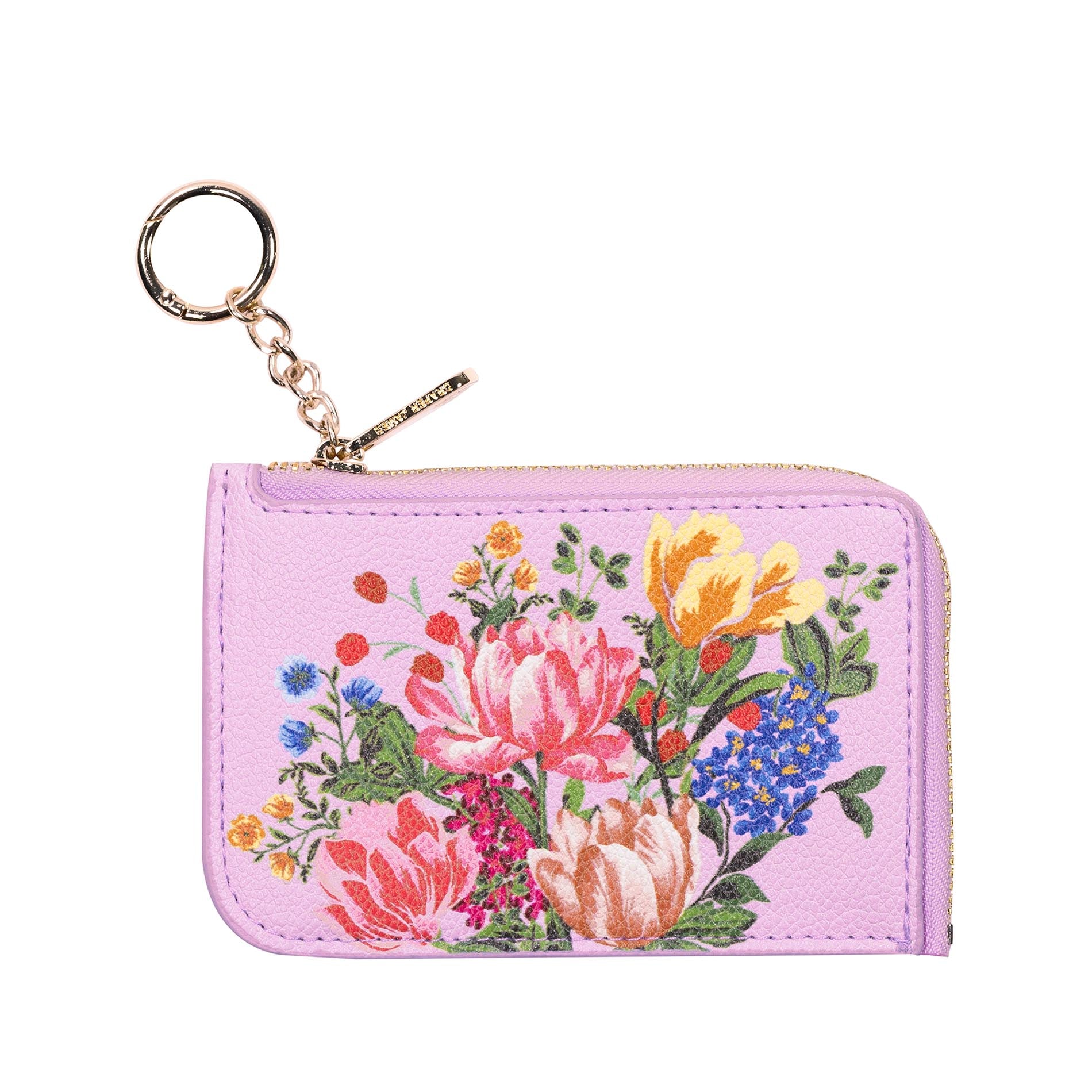 Floral-patterned keychain pouch on a white background