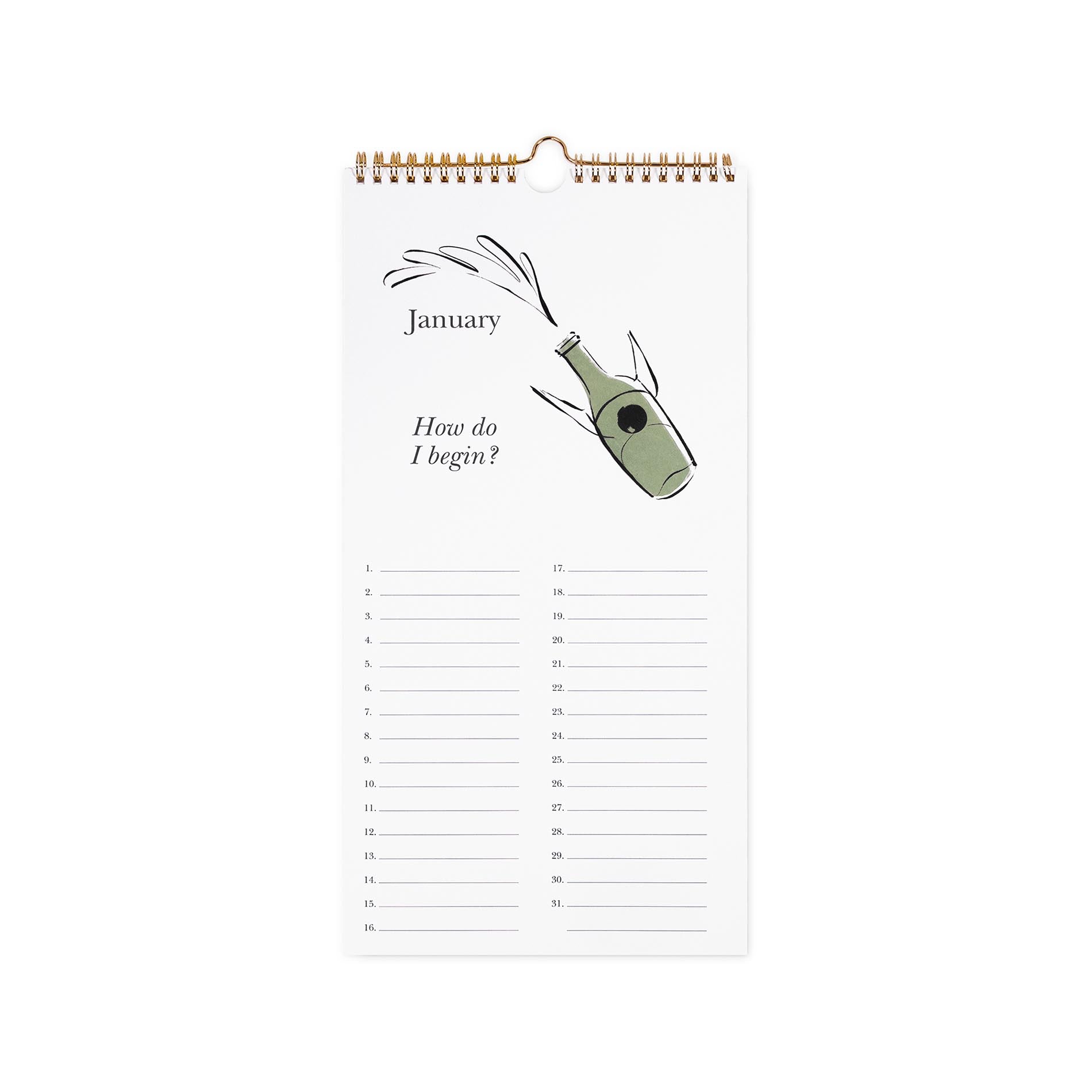 Calendar with January illustration and text on a white background
