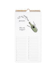Calendar with January illustration and text on a white background