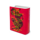 back view of book-shaped vase with 'A Court of Thorns and Roses' design on a white background