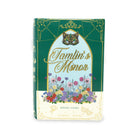 front view of book-shaped vase with 'Tamlin's Manor' design on a white background