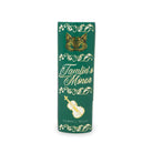 Spine of book-shaped vase with 'Tamlin's Manor' design on a white background