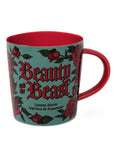 teal beauty and the beast mug with red interior