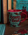 teal beauty and the beast mug with red interior