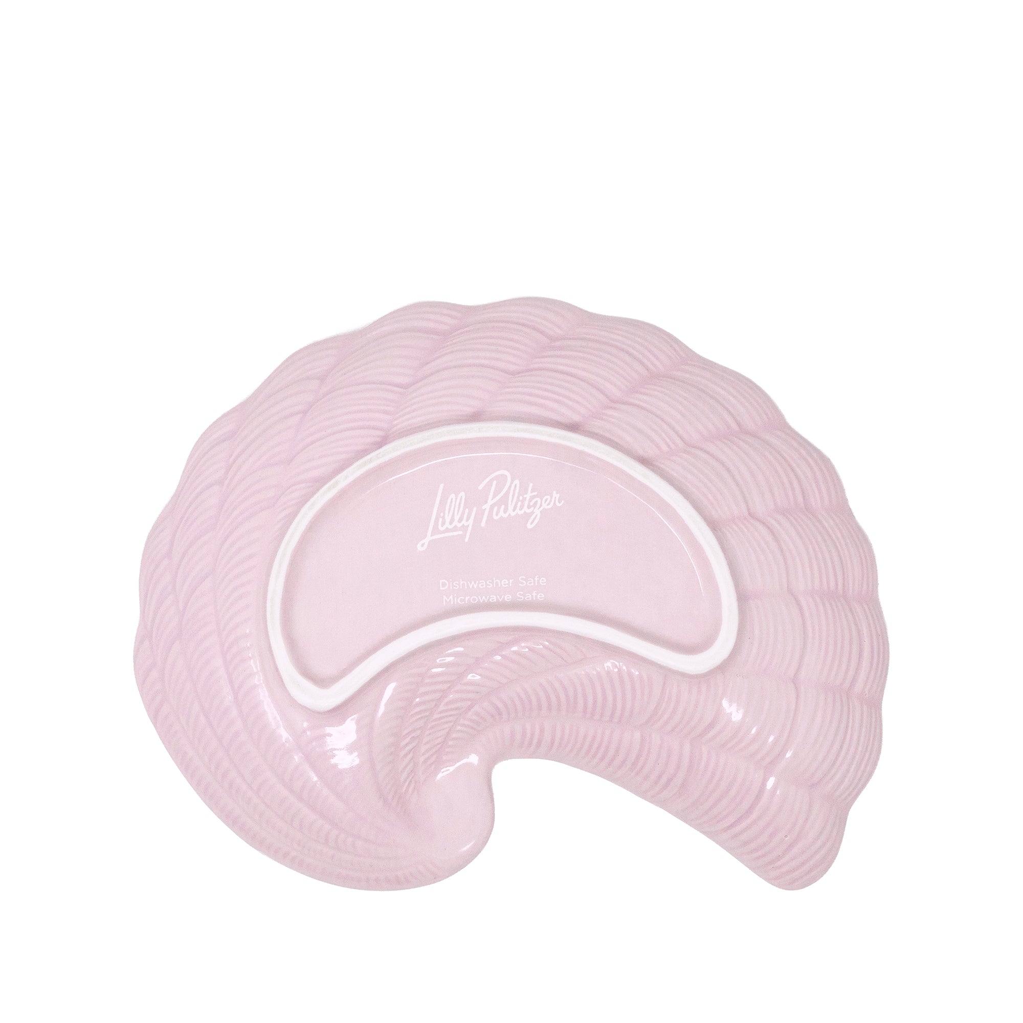 pink bottom of white shell-shaped plates on a white background