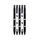 black and white click pen set with almond dot pattern
