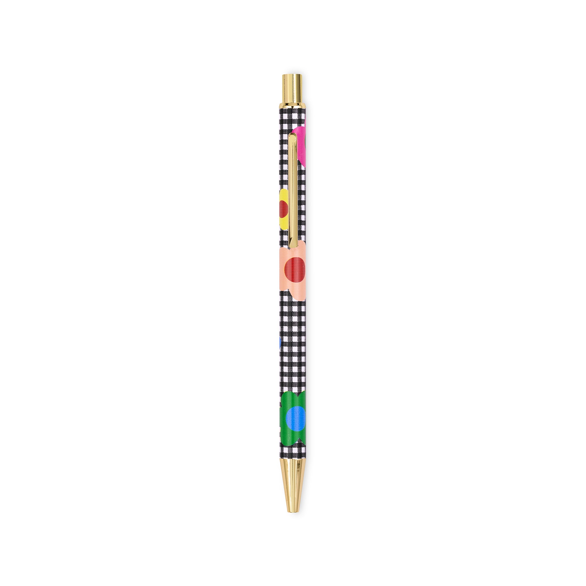 Colorful pen with a checkered pattern on a white background