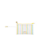 Striped pouch with a gold clasp on a white background