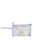 Floral pouch with a blue strap on a white background