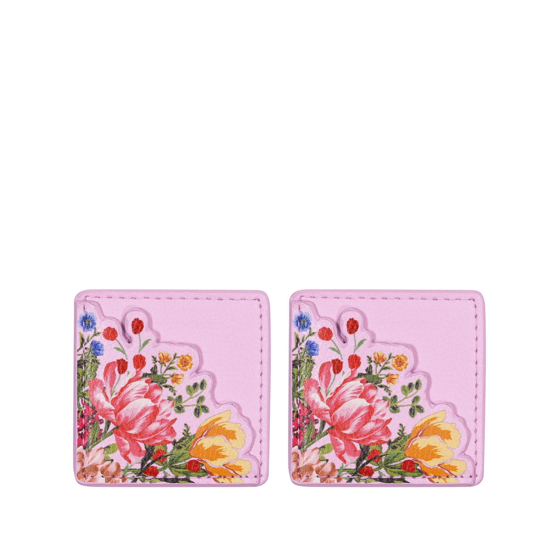 Two pink floral corner bookmarks on a white background