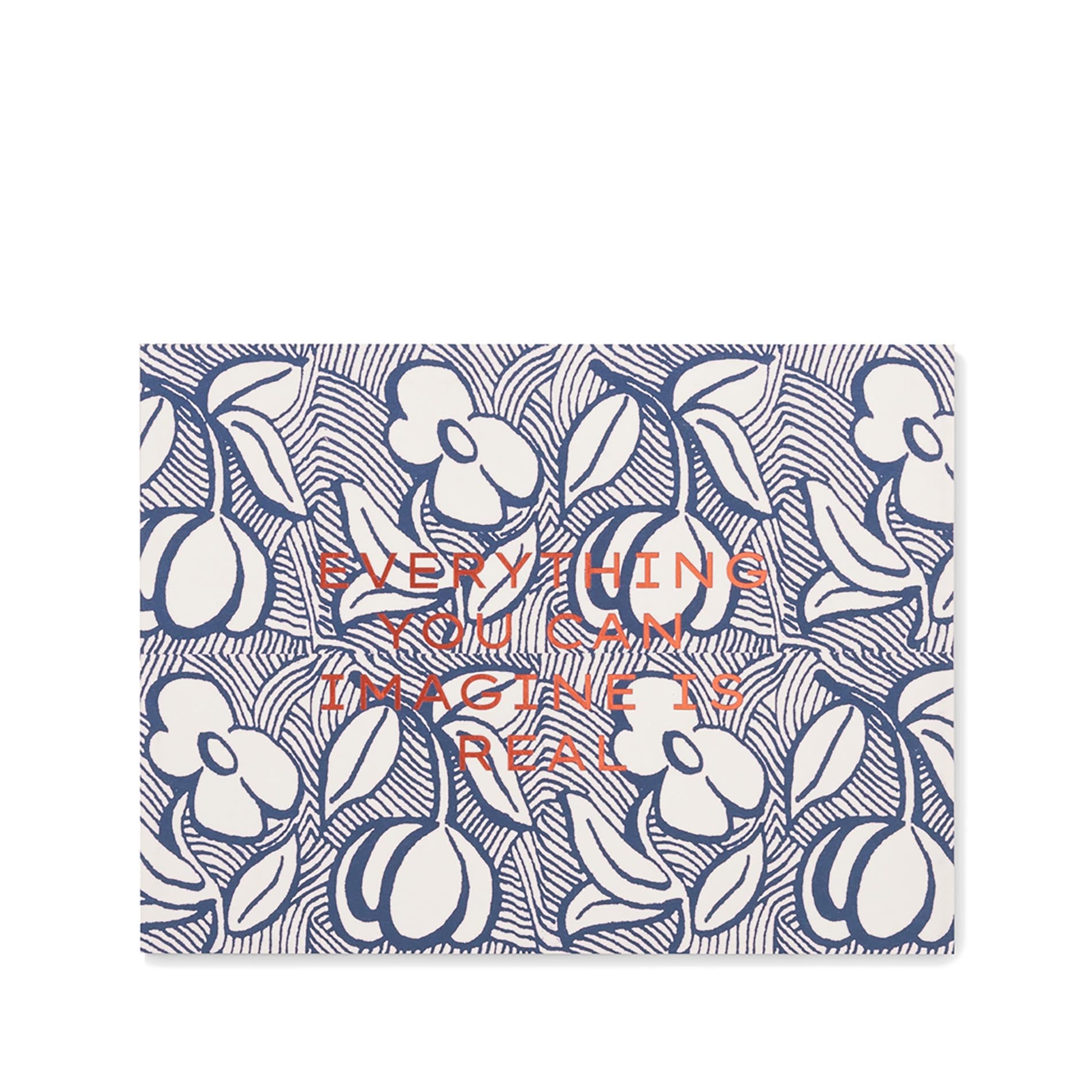 Greeting card with floral pattern and motivational quote on a white background